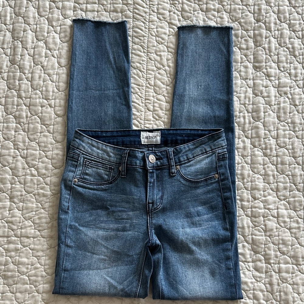 Hudson Denim Jeans Girls Size 12 Skinny Jean Distressed Denim Mid Rise Stretch